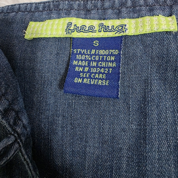 Denim Button-Front Ruffle Mini Dress - Blue - Picture 7 of 7